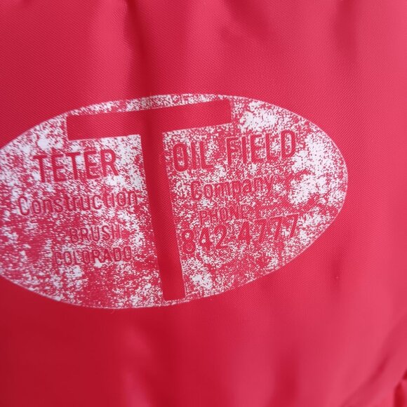 Large Vintage 80s Puffer Vest Teter Oil Field Red Insulated Zip-Up Jacket - Picture 2 of 7